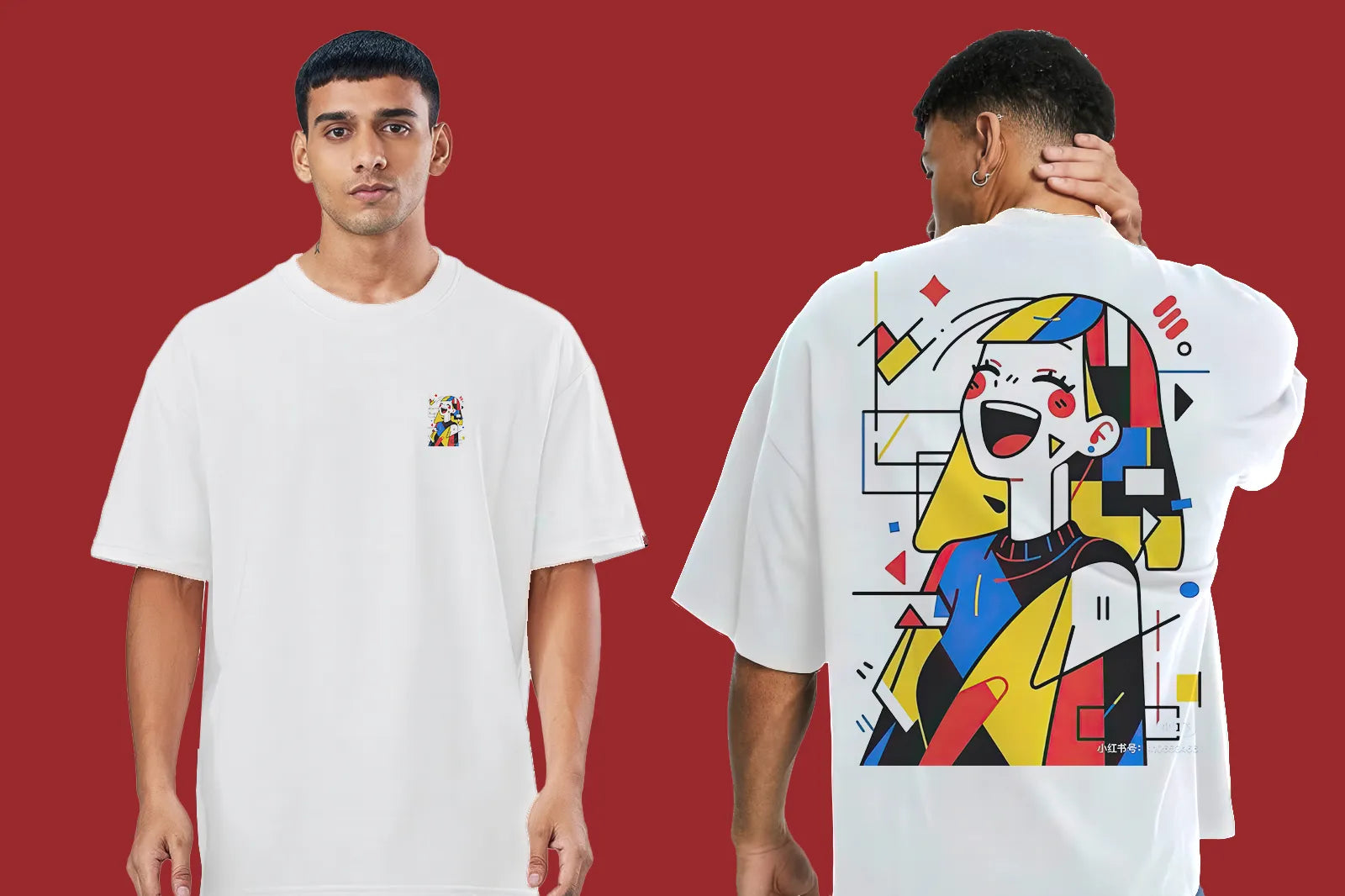 Abstract Laughing Woman Oversized T-Shirt | Modern Art Tee product image 3 | Hustler's Drip