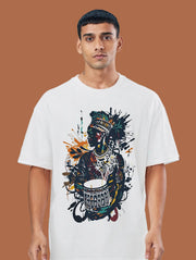 African Drummer Oversized T Shirt Tribal Art Graphic Tee