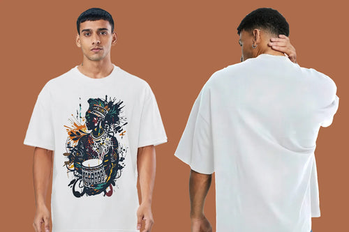 African Drummer Oversized T Shirt Tribal Art Graphic Tee image 2