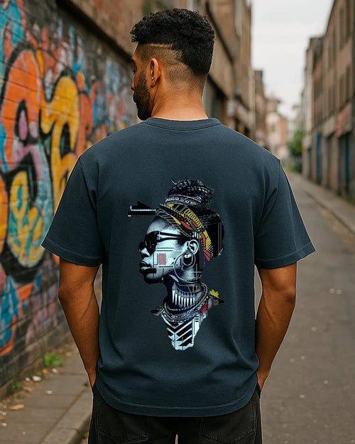 Afrocentric Abstract Portrait Graphic T Shirt Artistic Cultural Tee image 2