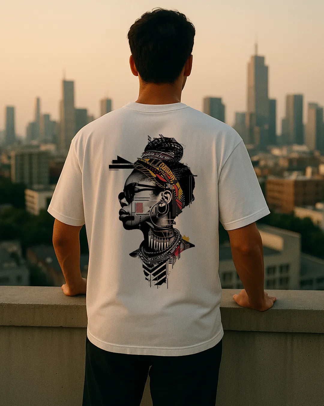 Afrocentric Abstract Portrait Graphic T Shirt Artistic Cultural Tee hero image