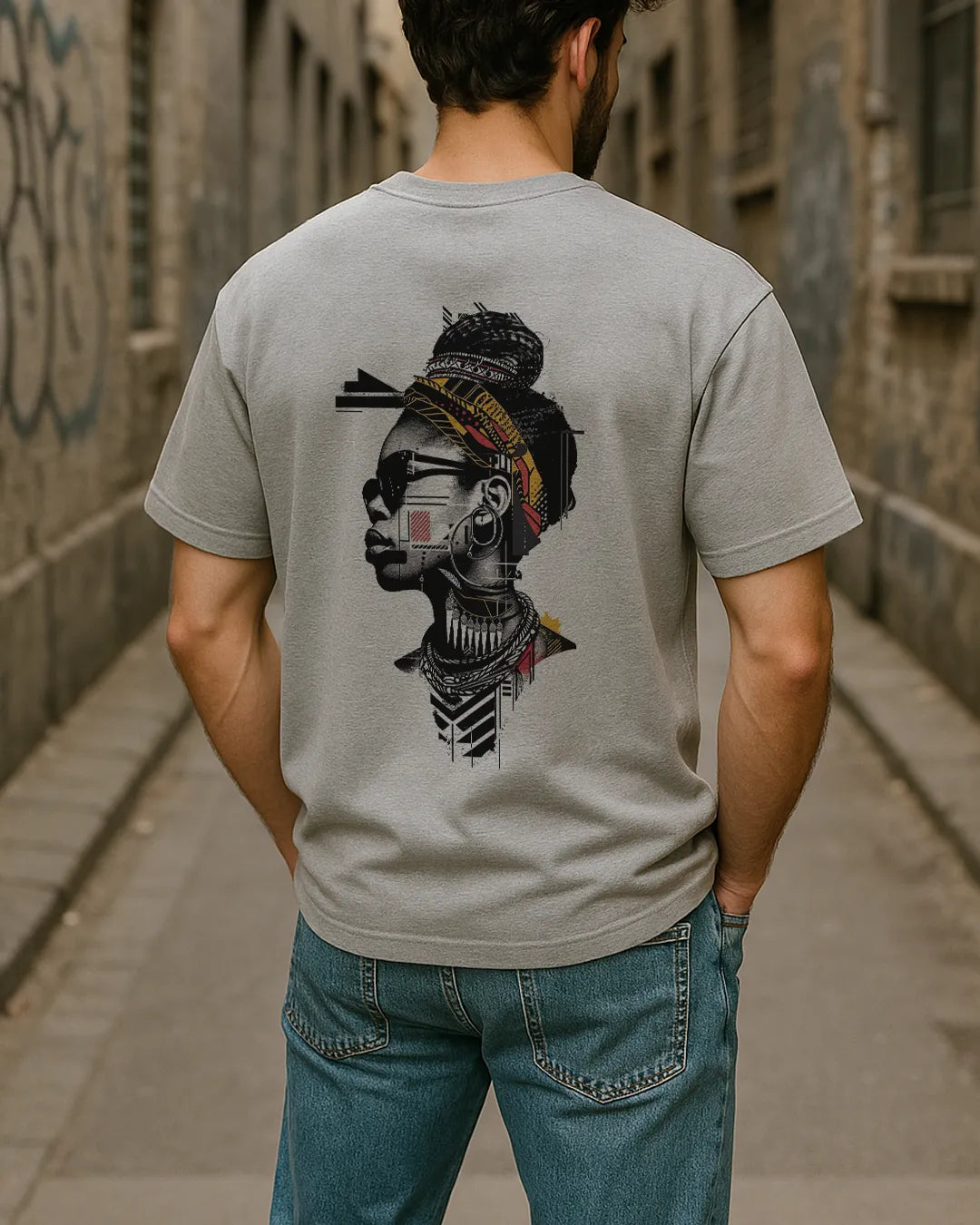 Afrocentric Abstract Portrait Graphic T Shirt Artistic Cultural Tee image 6