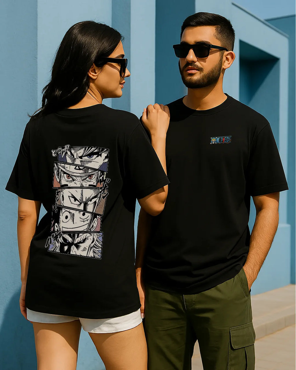 Anime Crossover Graphic T Shirt Goku Naruto Luffy Ichigo Tee image 3