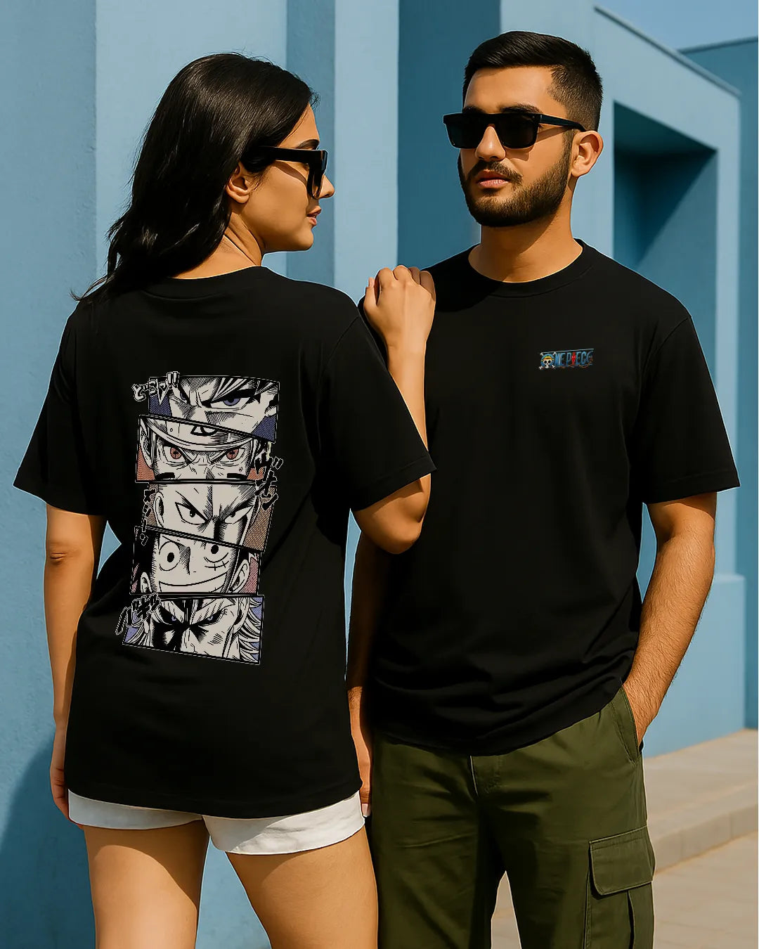 Anime Crossover Graphic T Shirt Goku Naruto Luffy Ichigo Tee image 3