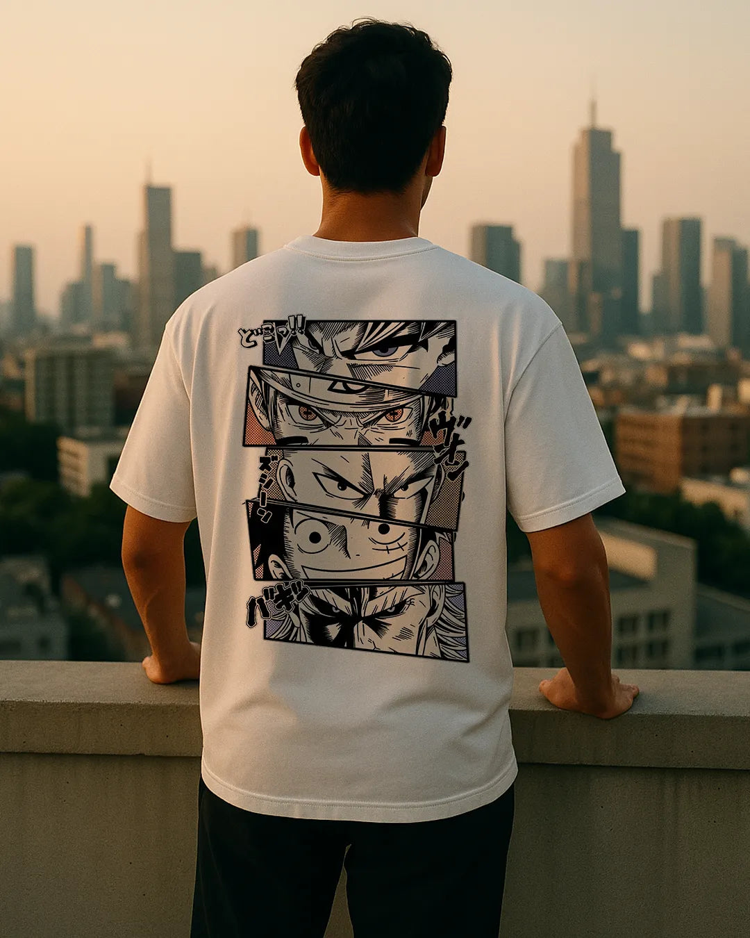 Anime Crossover Graphic T Shirt Goku Naruto Luffy Ichigo Tee image 5