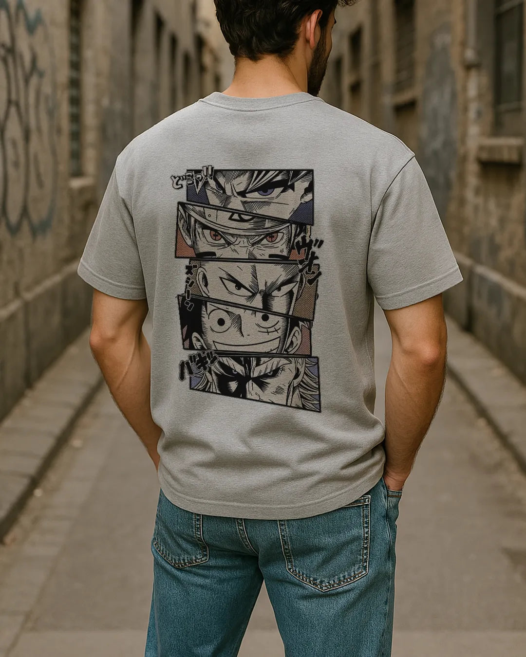 Anime Crossover Graphic T Shirt Goku Naruto Luffy Ichigo Tee image 6