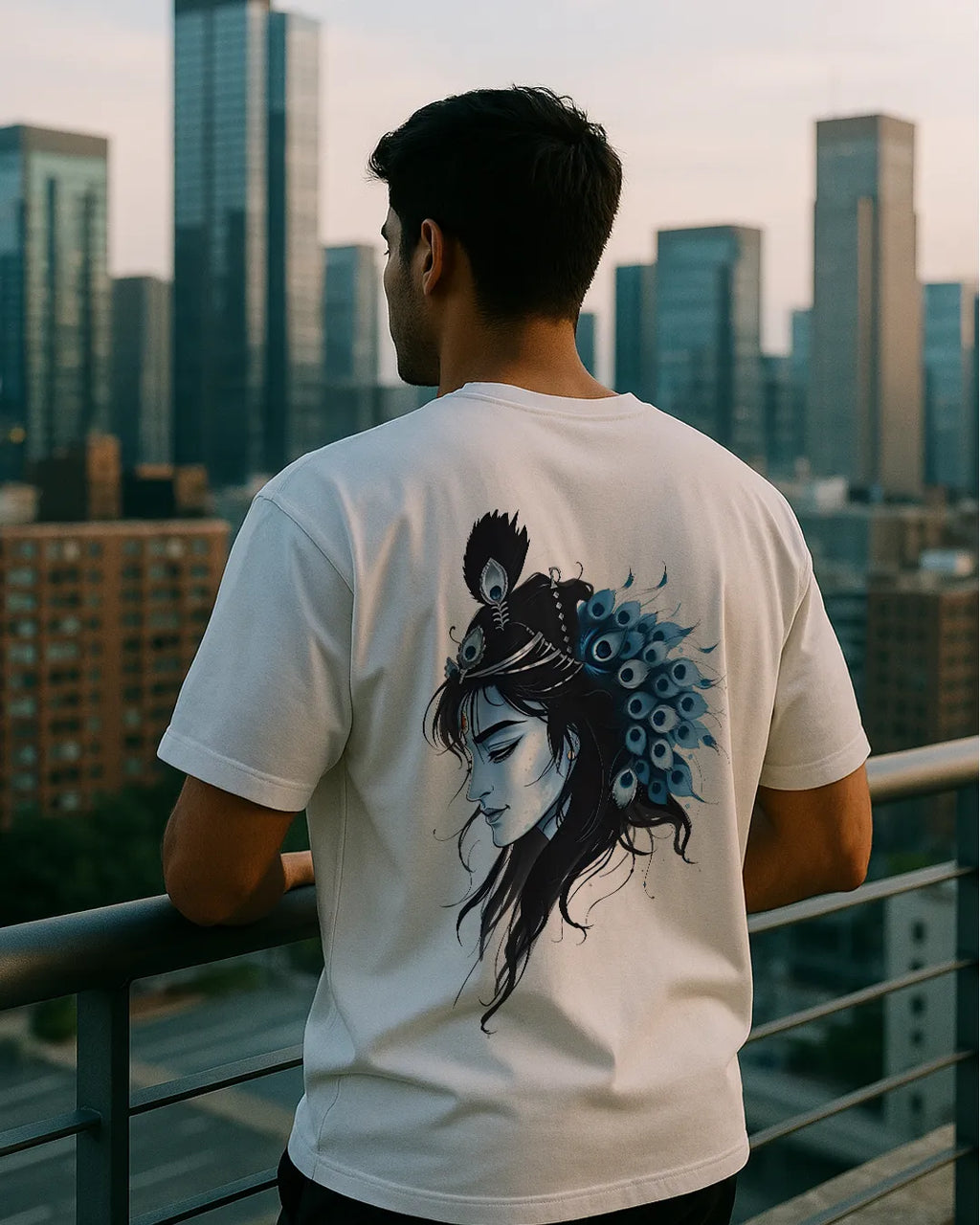 Anime Style Lord Krishna Graphic T Shirt Hindu Deity Tee hero image