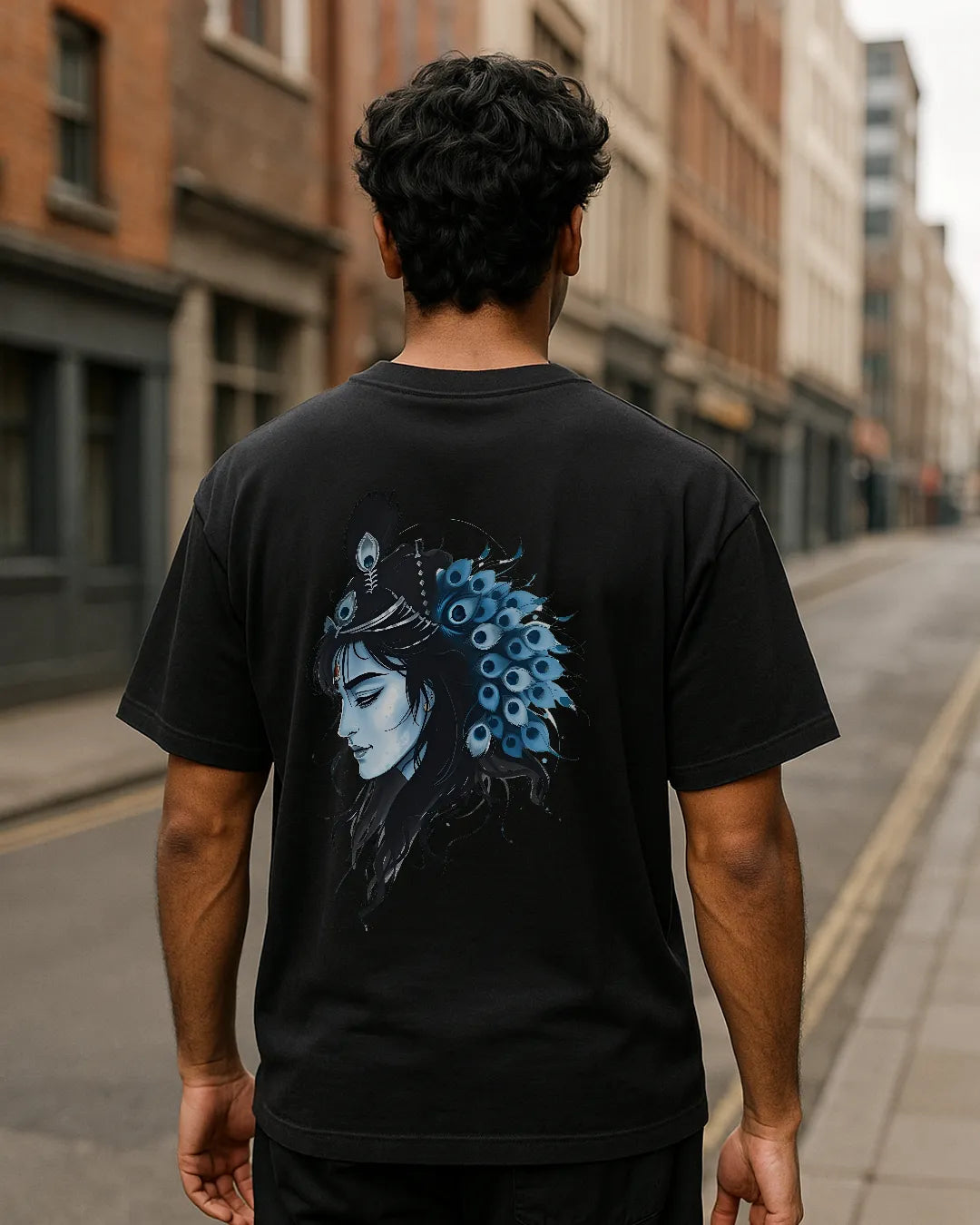 Anime Style Lord Krishna Graphic T Shirt Hindu Deity Tee image 3
