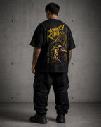 Golden Monkey King Anime Graphic Oversized T-Shirt black oversized T-shirt back left angle
