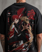 Red Sand Shinobi Anime Graphic Oversized T-Shirt black oversized T-shirt back print detail