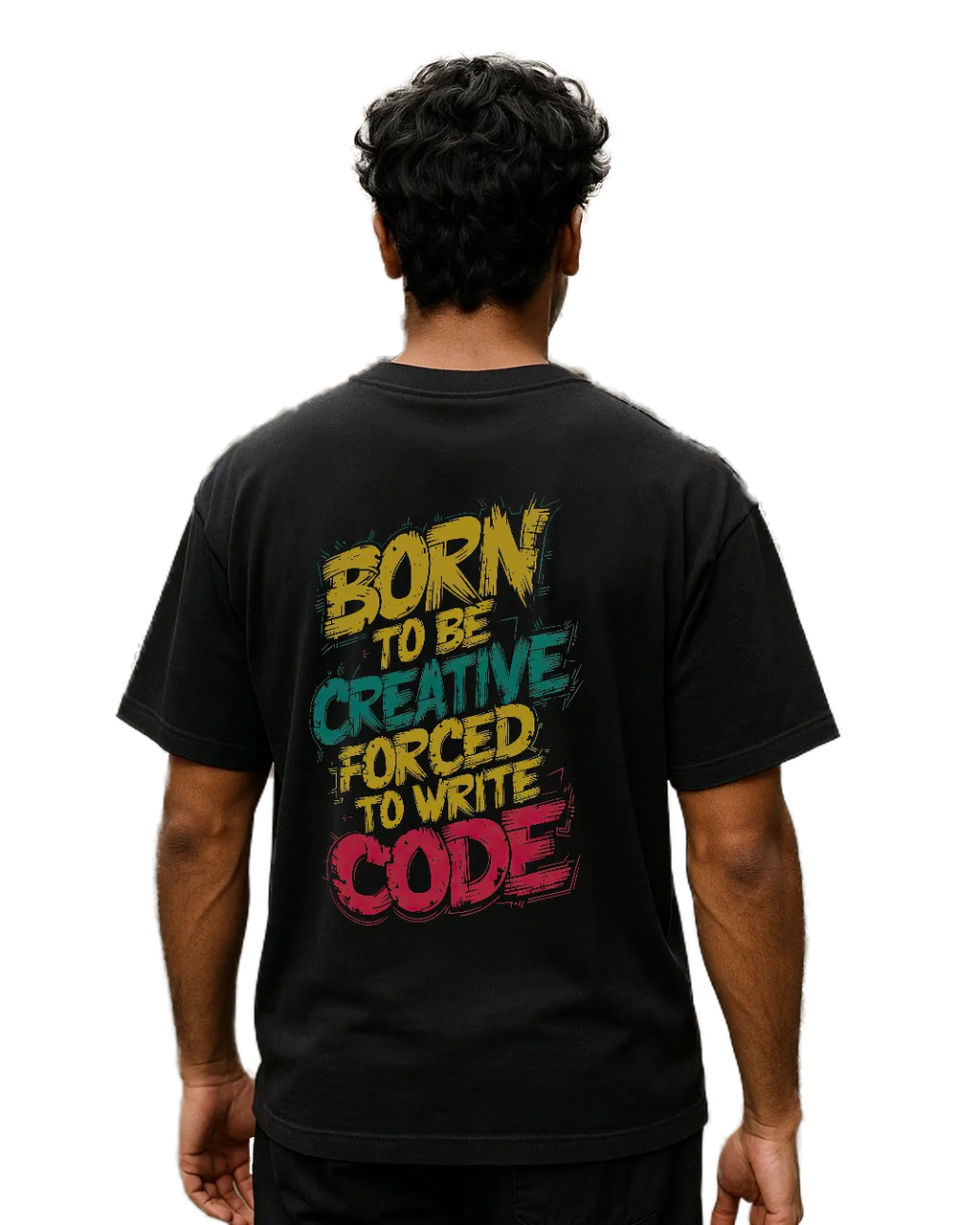 Born To Be Creative Forced To Write Code T Shirt Funny Programmer Tee hero image