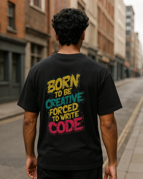 Born To Be Creative Forced To Write Code T Shirt Funny Programmer Tee image 2