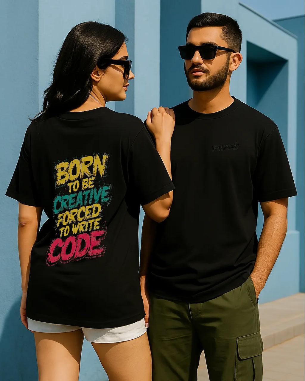 Born To Be Creative Forced To Write Code T Shirt Funny Programmer Tee image 4