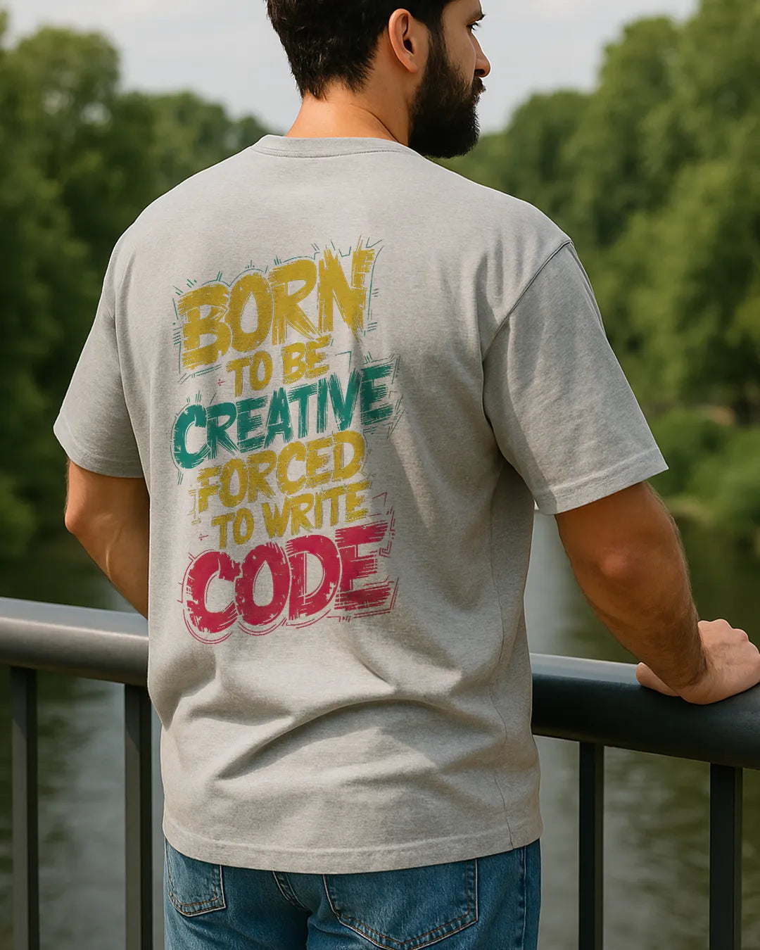 Born To Be Creative Forced To Write Code T Shirt Funny Programmer Tee image 8