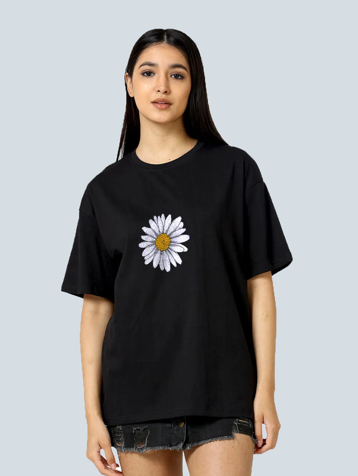 Front Daisy Graphic T Shirt Floral Print Tee image 2