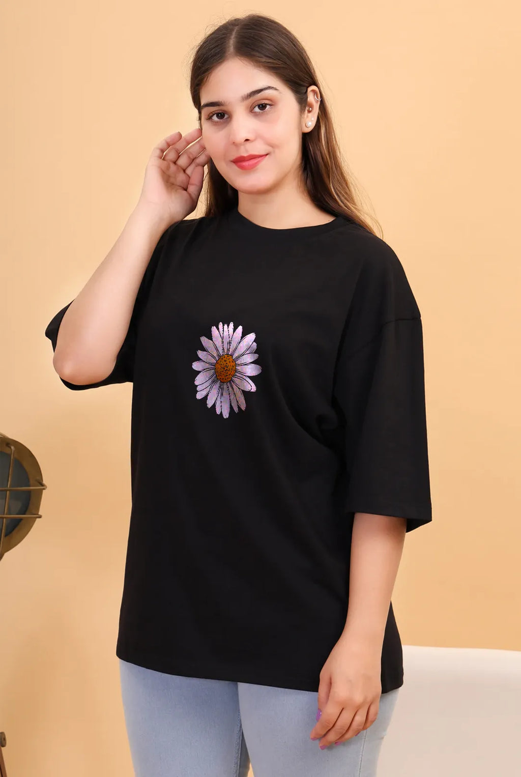Front Daisy Graphic T Shirt Floral Print Tee image 5