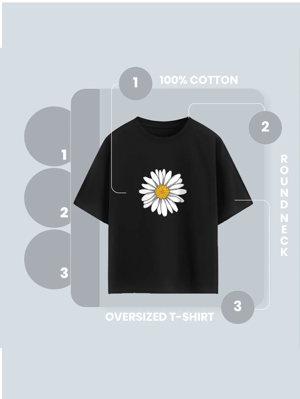 Front Daisy Graphic T Shirt Floral Print Tee image 6