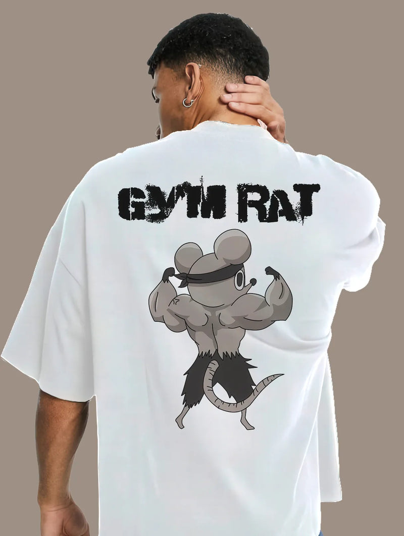 Gym Rat Cartoon Oversized T Shirt Funny Workout Tee hero image