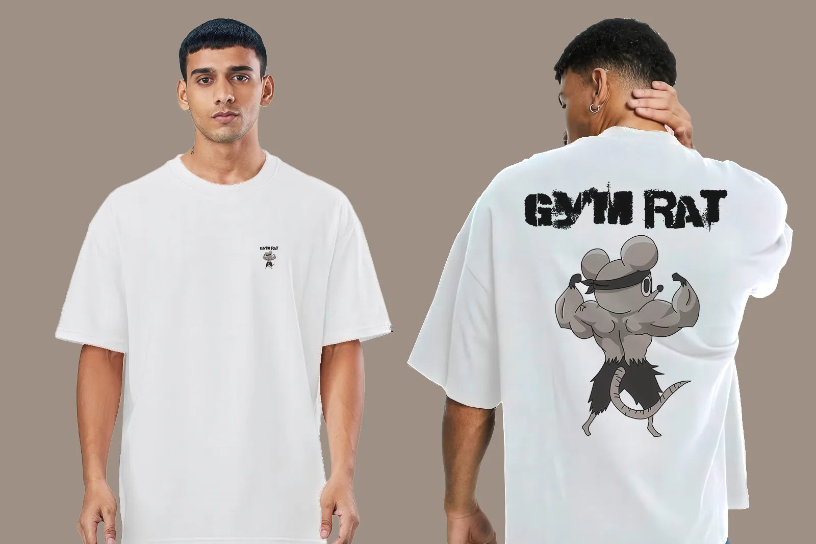 Gym Rat Cartoon Oversized T Shirt Funny Workout Tee image 3
