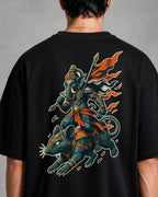 Ganesha Mouse Warrior Oversized T-Shirt black oversized T-shirt product mockup