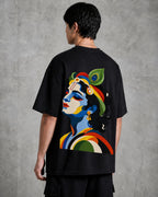 Krishna Pop Art Profile Oversized T-Shirt black oversized T-shirt product mockup