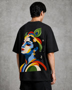 Krishna Pop Art Profile Oversized T-Shirt black oversized T-shirt product mockup