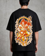 Shiva Fire Portrait Oversized T-Shirt black oversized T-shirt back hero