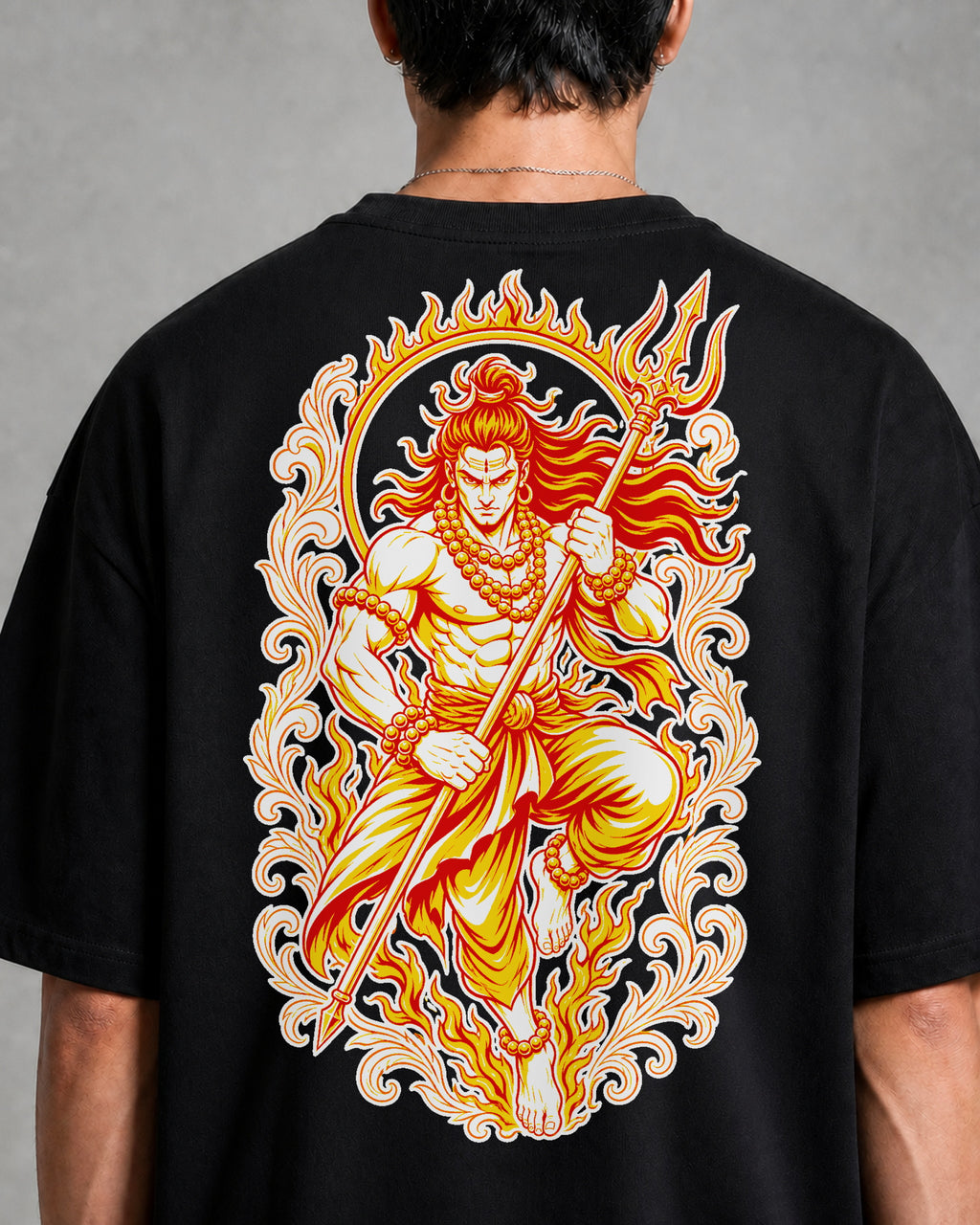 Shiva Fire Portrait Oversized T-Shirt black oversized T-shirt product mockup