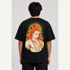 Shiva Solar Portrait Oversized T-Shirt black oversized T-shirt back print mockup 1