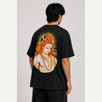 Shiva Solar Portrait Oversized T-Shirt black oversized T-shirt back print mockup 2