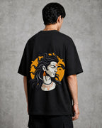 Shiva Dark Blue Profile Oversized T-Shirt black oversized T-shirt product mockup