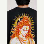 Shiva Solar Portrait Oversized T-Shirt black oversized T-shirt back print mockup 4