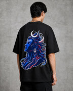 Om Namah Shivaya Typography Oversized T-Shirt black oversized T-shirt product mockup