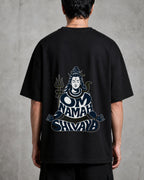 Shiva Orange Halo Profile Oversized T-Shirt black oversized T-shirt back hero