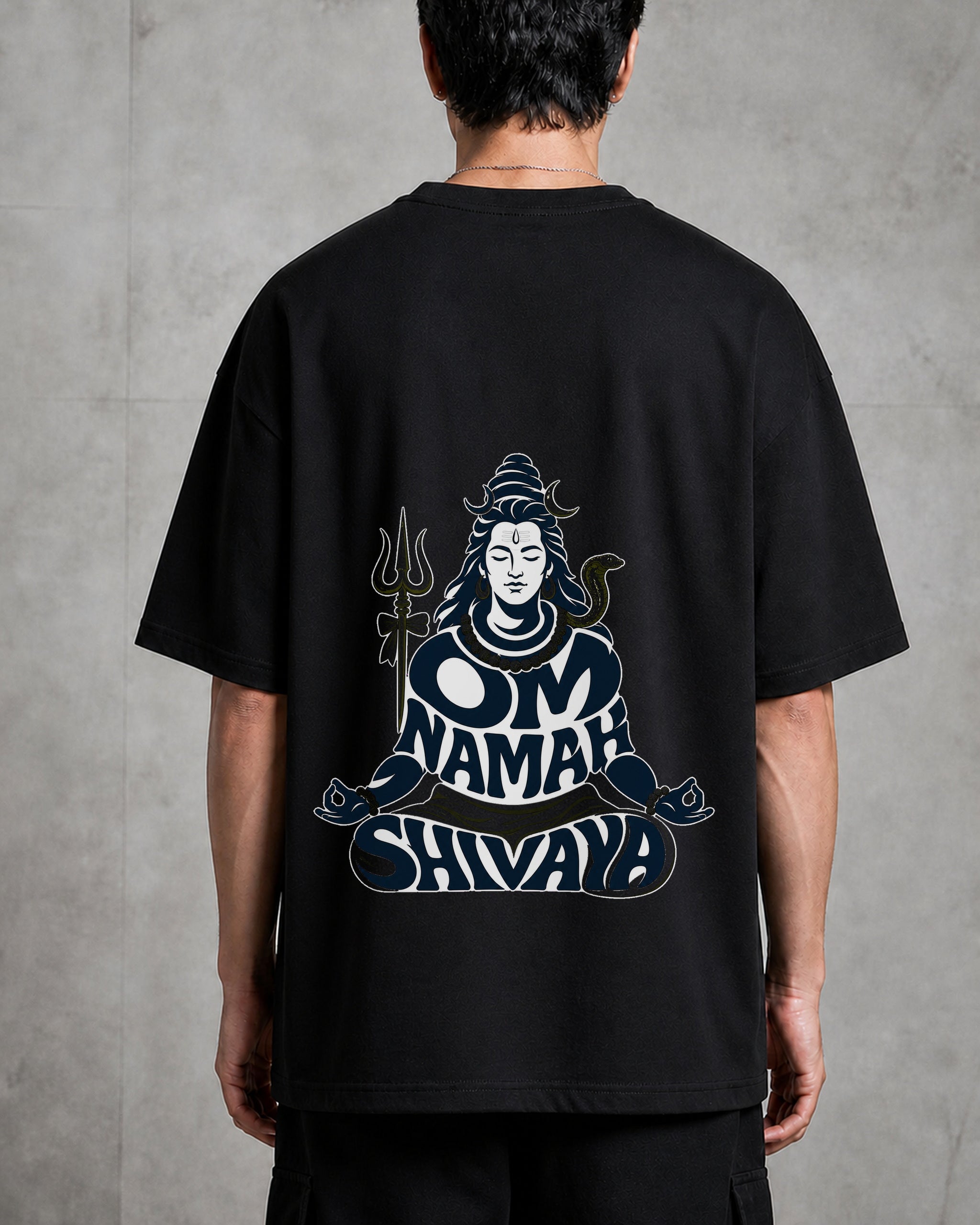 Shiva Orange Halo Profile Oversized T-Shirt black oversized T-shirt back hero