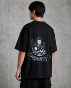 Shiva Orange Halo Profile Oversized T-Shirt black oversized T-shirt product mockup
