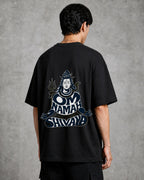 Shiva Orange Halo Profile Oversized T-Shirt black oversized T-shirt product mockup