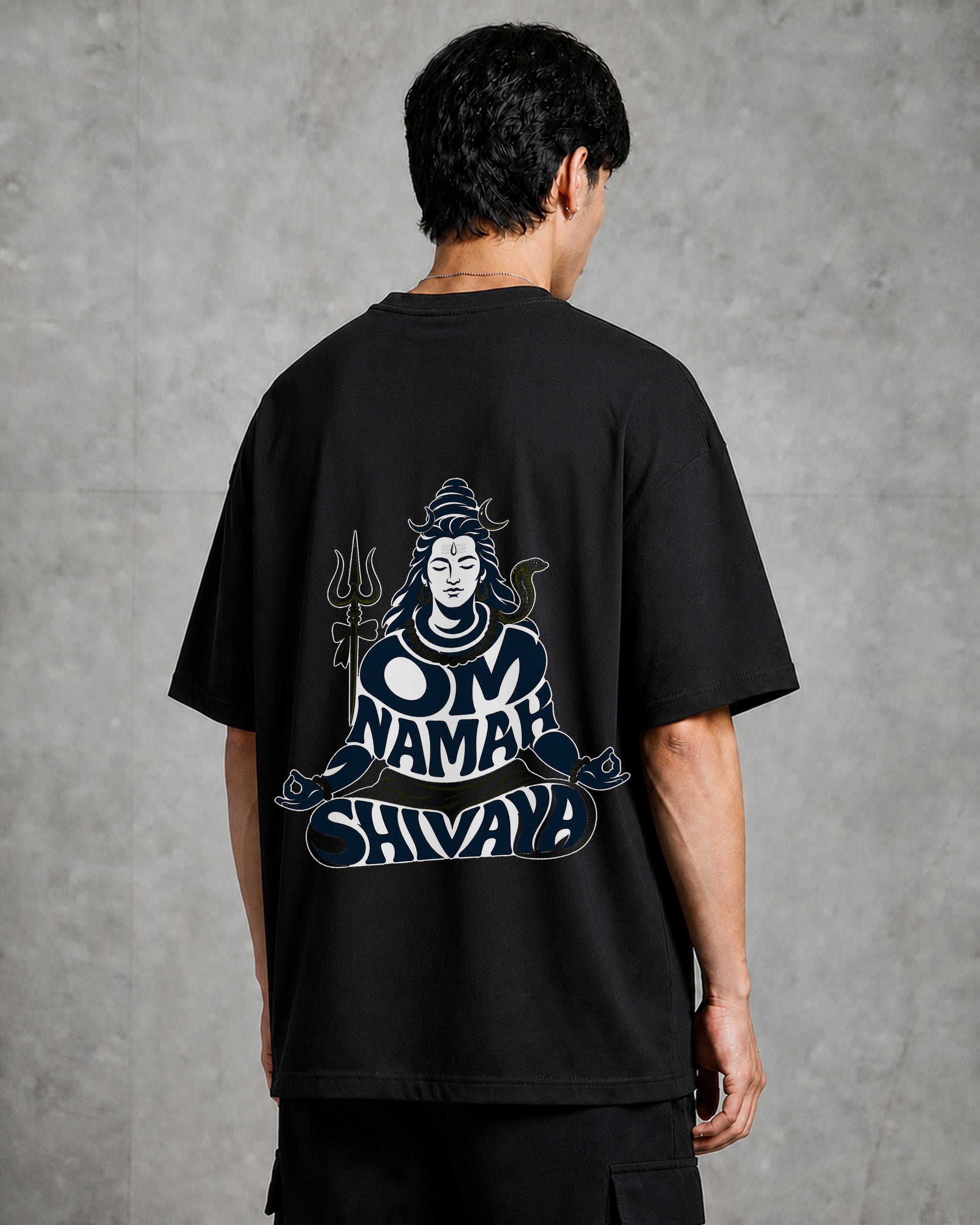 Shiva Orange Halo Profile Oversized T-Shirt black oversized T-shirt product mockup