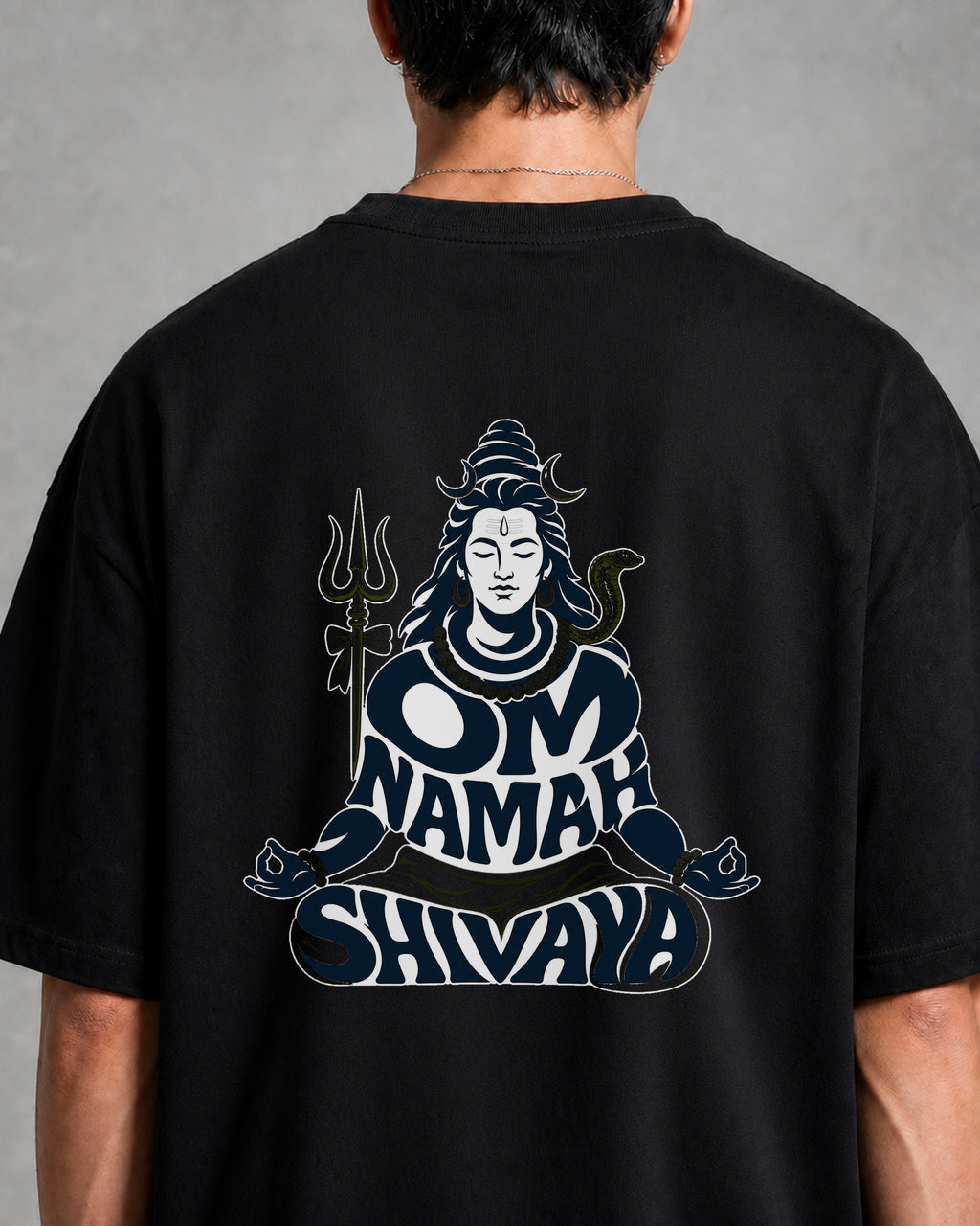 Shiva Orange Halo Profile Oversized T-Shirt black oversized T-shirt product mockup