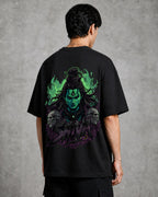 Shiva Skull Poster Oversized T-Shirt black oversized T-shirt product mockup