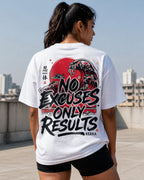 No Excuses Only Results Oversized T-Shirt black oversized T-shirt back hero