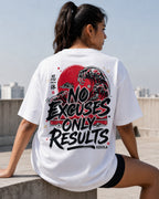 No Excuses Only Results Oversized T-Shirt black oversized T-shirt product mockup