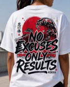 No Excuses Only Results Oversized T-Shirt black oversized T-shirt product mockup
