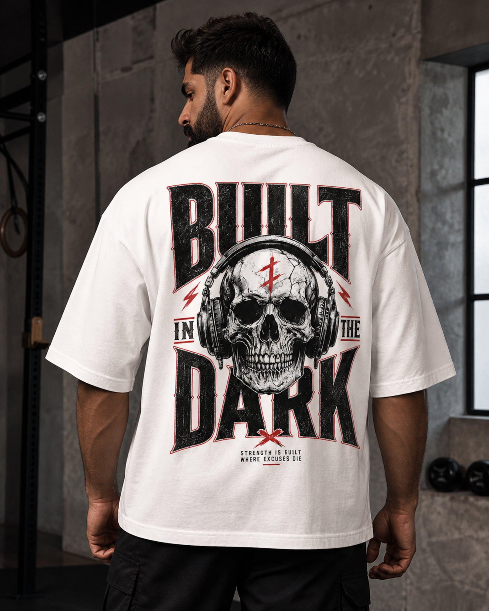 Built In The Dark Oversized T-Shirt black oversized T-shirt back hero