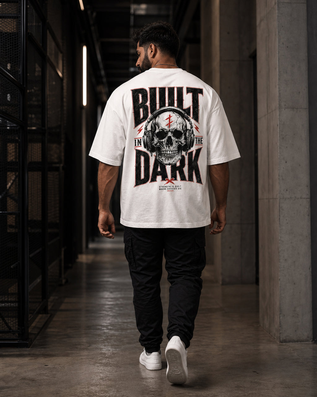Built In The Dark Oversized T-Shirt black oversized T-shirt product mockup