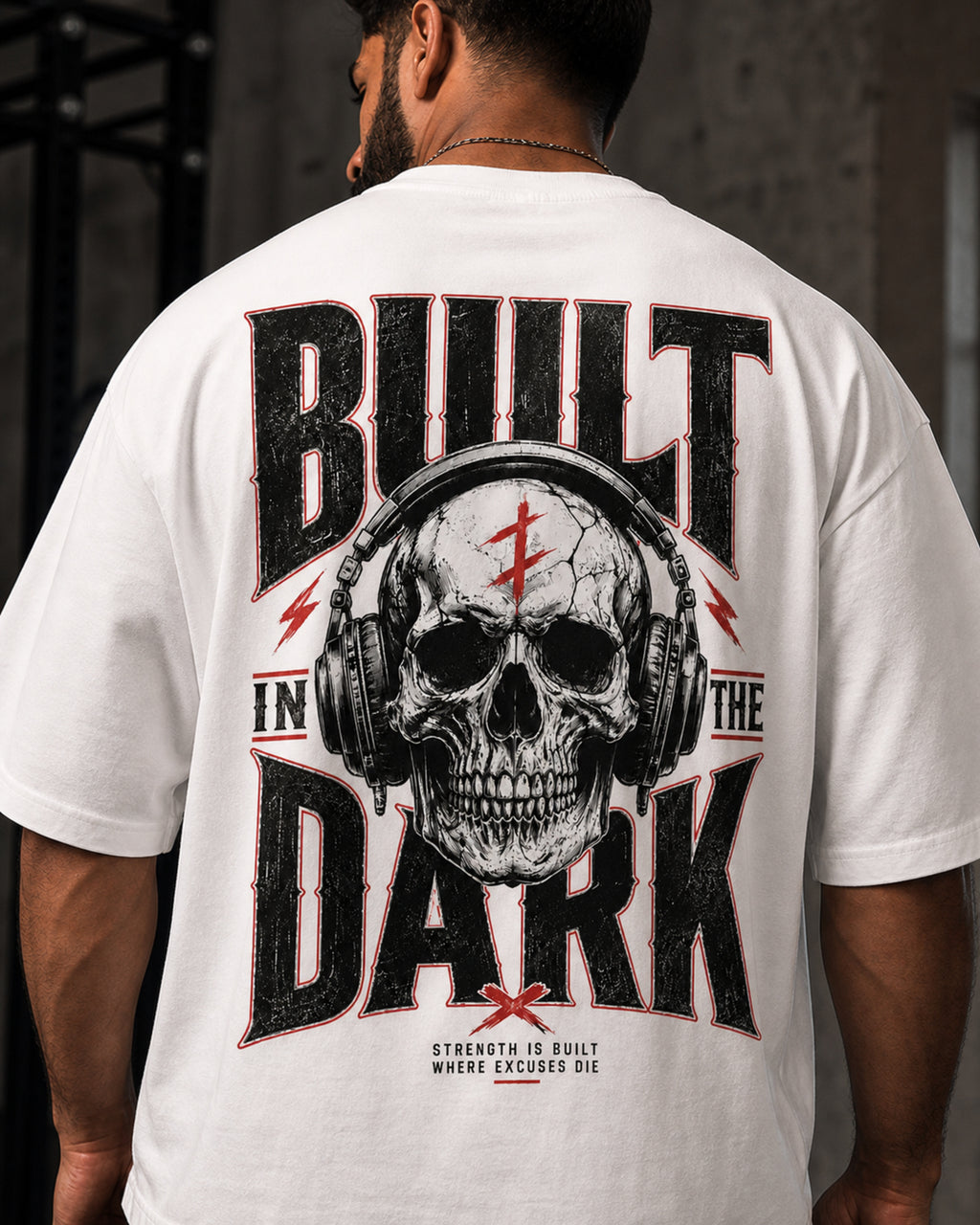 Built In The Dark Oversized T-Shirt black oversized T-shirt product mockup