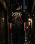 Menace Samurai Oversized T-Shirt black oversized T-shirt product mockup