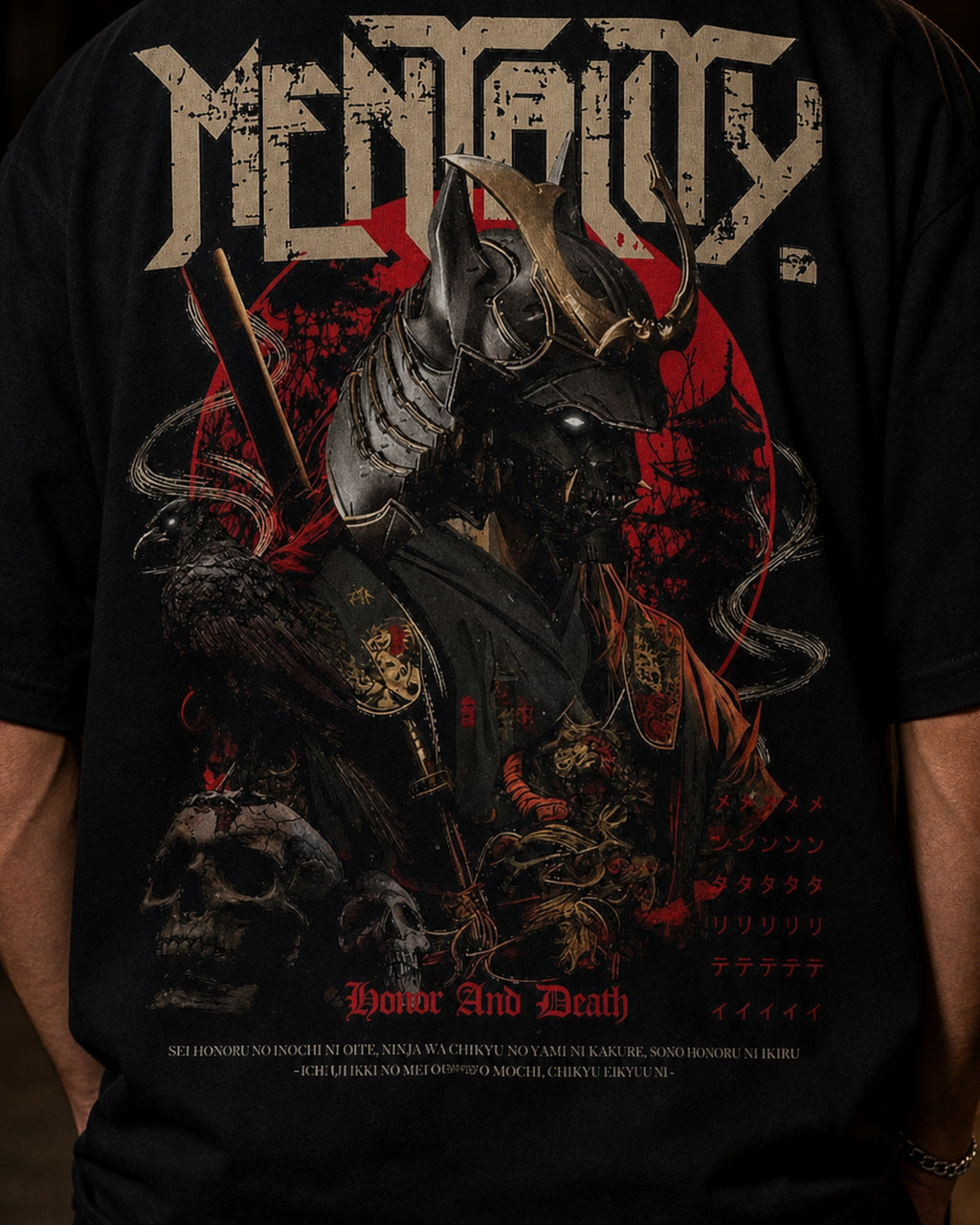 Menace Samurai Oversized T-Shirt black oversized T-shirt product mockup