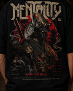 Menace Samurai Oversized T-Shirt black oversized T-shirt product mockup