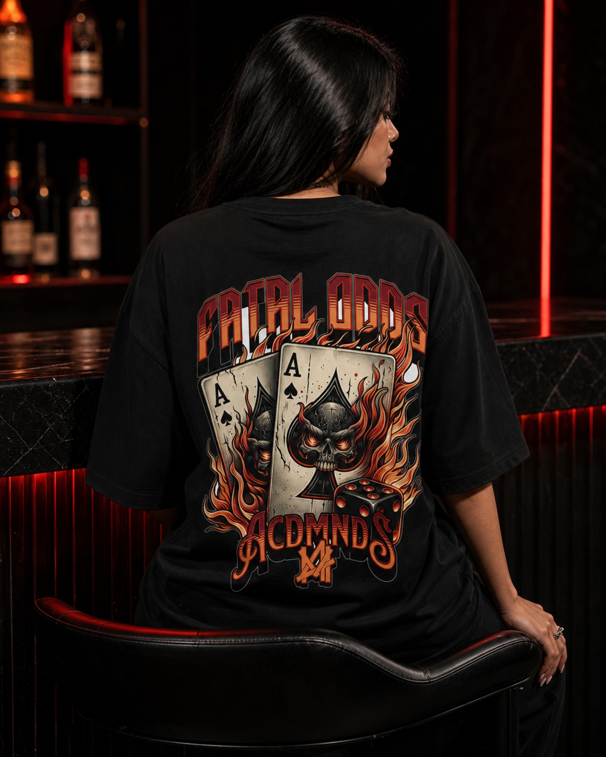 Fatal Odds Oversized T-Shirt black oversized T-shirt product mockup